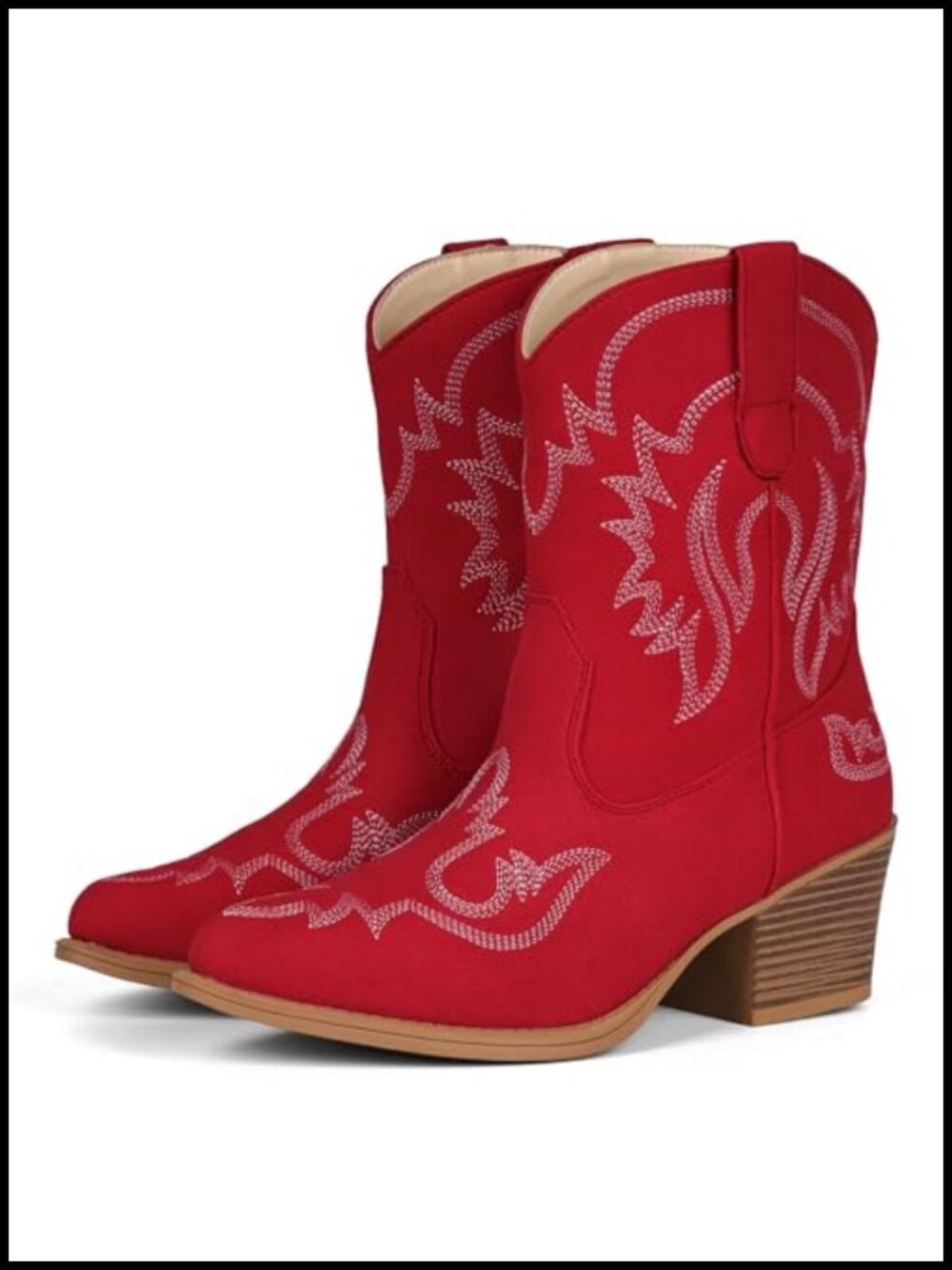 Women's Ankle Cowboy Boots Pointed Toe Western Cowgirl Booties Faux Leather